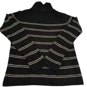 Vince Women's Cashmere Turtleneck Sweater Black Striped Long Sleeve S/P